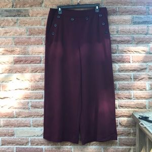 Midi length wide leg dress pants with buttons